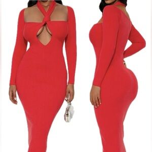 Knot Detail Sweater Midi Dress